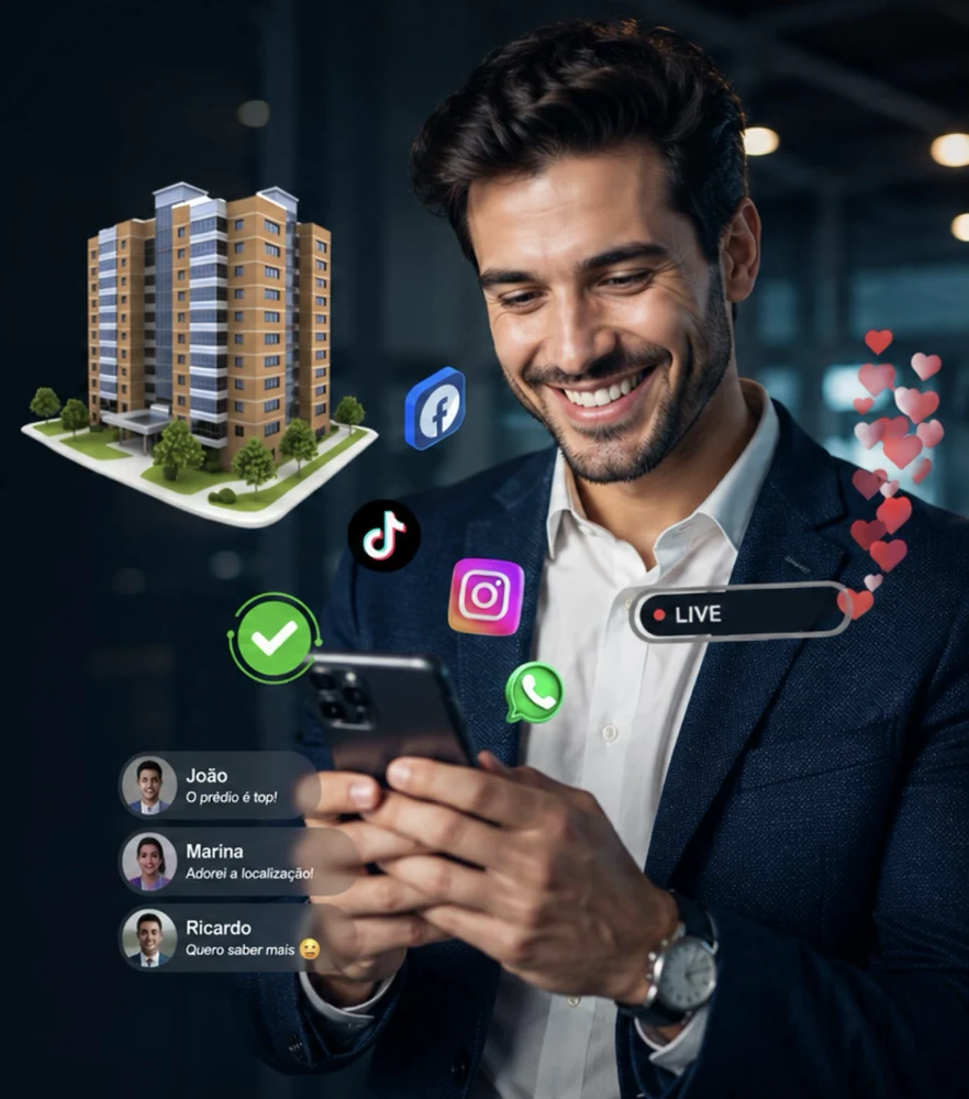 Post check: corretor publicando conteúdo do empreendimento nas redes sociais